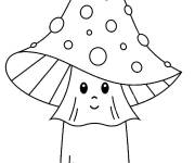 Coloriage Champignon Kawaii avec des yeux