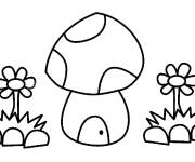 Coloriage Champignons avec des Fleurs &agrave; colorier