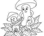 Coloriage Champignons avec visage