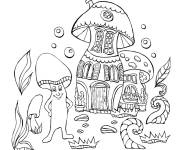 Coloriage Champignons de dessin anim&eacute;