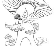 Coloriage champignons magiques f&eacute;erique