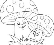 Coloriage Champignons rigolos de dessin anim&eacute;