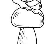 Coloriage Escargot sur le champignon