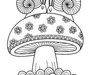 Coloriage Escargots sur un champignon magique