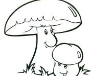 Coloriage famille des champignons trop mignon