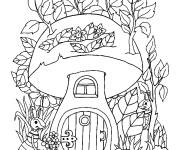 Coloriage La beaut&eacute; de maison champignon
