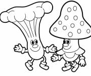 Coloriage Les amis champignons