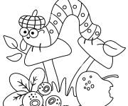Coloriage Ver sur champignon