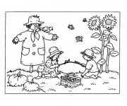 Coloriage Enfant dans Le Champs