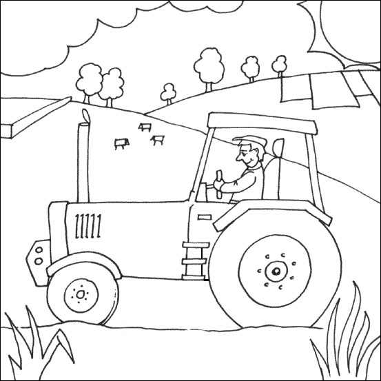 Coloriage Tracteur dans le Champs dessin gratuit à imprimer