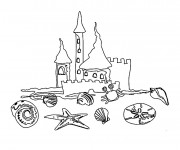 Coloriage et dessins gratuit Château de Sable Coquillages à imprimer