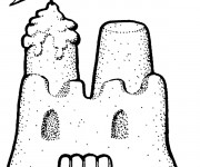 Coloriage Ch&acirc;teau de Sable simple en couleur