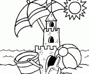 Coloriage Château de Sable sous le soleil