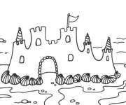 Coloriage Château de Sable sur la Plage