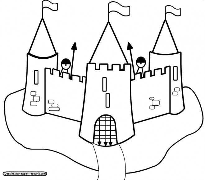 Coloriage Château et ses gardes dessin gratuit à imprimer