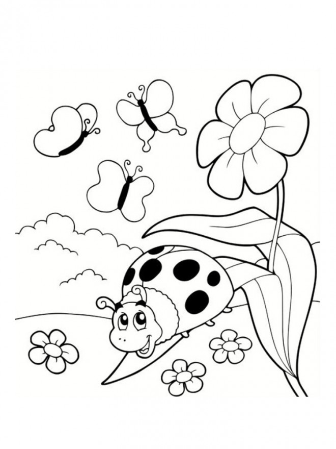 Coloriage Coccinelle et les insectes du jardin dessin gratuit à imprimer