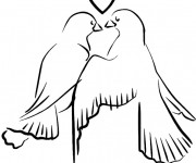 Coloriage Colombe amoureux vecteur