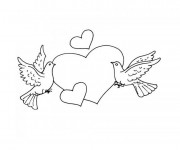 Coloriage et dessins gratuit Colombe et Amour à imprimer