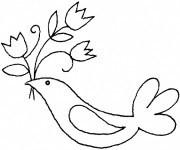 Coloriage Colombe et Fleurs