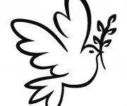 Coloriage Colombe et rameau d'olivier
