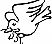 Coloriage Colombe et rameau d'olivier en noir et blanc