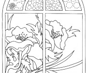 Coloriage Coquelicot vue de la fen&ecirc;tre