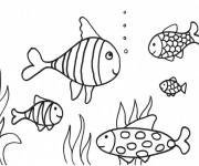 Coloriage et dessins gratuit Corail et Poissons aimables à imprimer