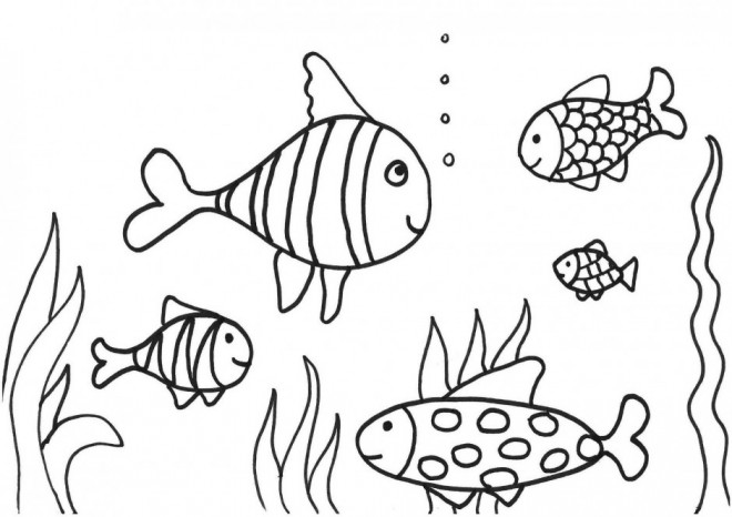 Coloriage et dessins gratuits Corail et Poissons aimables à imprimer