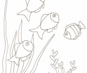 Coloriage Poissons nagent sur le Corail