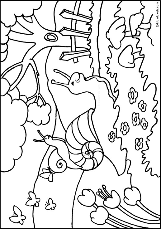 Coloriage et dessins gratuits Escargot dans la forêt à imprimer