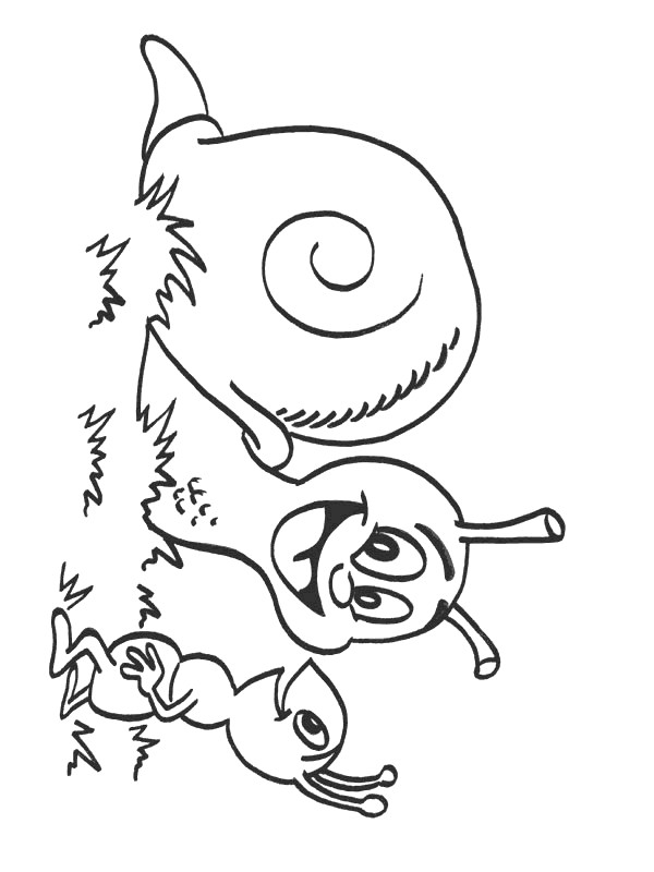 Coloriage et dessins gratuits Escargot et la Fourmi à imprimer