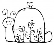 Coloriage Escargot et les fleurs