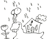 Coloriage Escargot sous la pluie