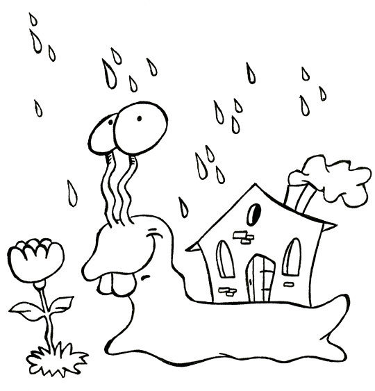 Coloriage et dessins gratuits Escargot sous la pluie à imprimer