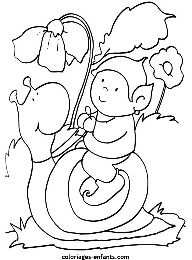 Coloriage et dessins gratuits Le petit sur l'Escargot à imprimer