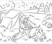 Coloriage Activit&eacute; de camping pendant l'&eacute;t&eacute;