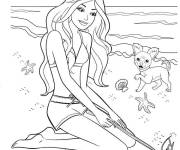 Coloriage et dessins gratuit Barbie se profite de la vacance d'&eacute;t&eacute; à imprimer