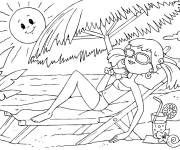 Coloriage et dessins gratuit C'est pendant l'&eacute;t&eacute; qu'on peut se reposer sur la plage à imprimer