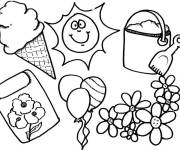 Coloriage et dessins gratuit El&eacute;ments sur le th&egrave;me d'&eacute;t&eacute; à imprimer