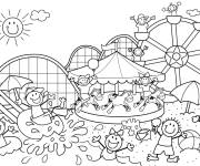 Coloriage et dessins gratuit Enfant s'amuse dans le man&egrave;ge à imprimer