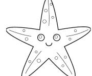 Coloriage et dessins gratuit &Eacute;toile de mer avec visage mignon à imprimer