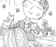 Coloriage Gar&ccedil;on qui se profite bien de la vacance d'&eacute;t&eacute;