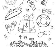 Coloriage Illustrations des symboles d'&eacute;t&eacute;