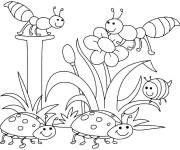 Coloriage L'&eacute;t&eacute; est la saison de travail des insectes