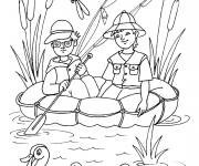 Coloriage La p&ecirc;che pendant l'&eacute;t&eacute;