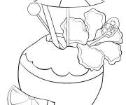 Coloriage Lait frapp&eacute; &agrave; la noix de coco pour les vacances
