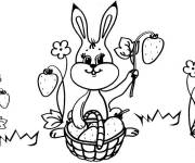 Coloriage Le lapin aime des fraises l'&eacute;t&eacute;