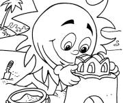 Coloriage Le soleil s'amuse sur la plage