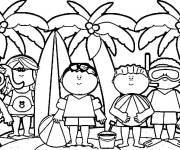 Coloriage Les enfants s'amusent pendant les vacances d'&eacute;t&eacute;