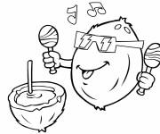 Coloriage Noix de coco s'amuse pendant l'&eacute;t&eacute;